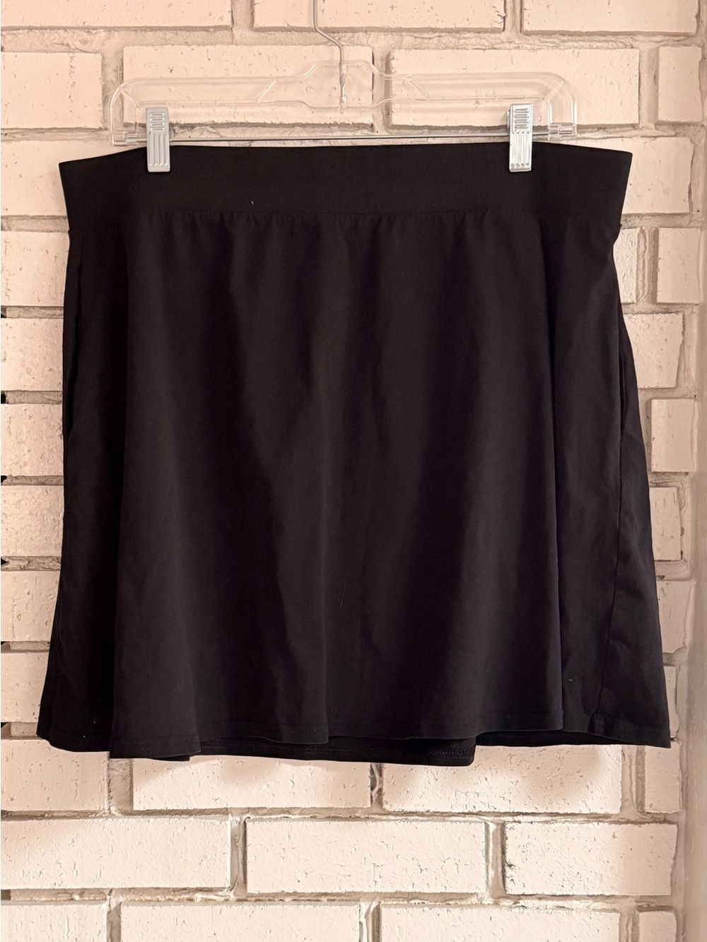 Pact Black Organic Cotton Knit Skater Skirt Pull On A-Line Women's Size XL